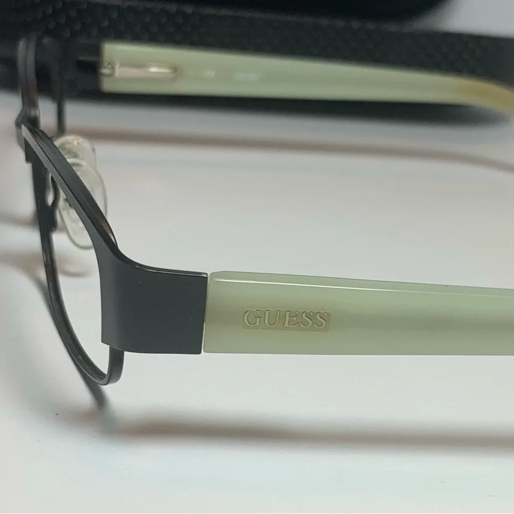 GUESS Full Rim Eyeglasses 52-18-135 Bronze Metal Frame/Pale Green Opaque Arms